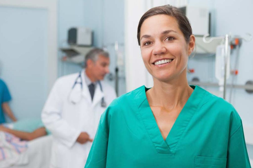 A healthcare worker participating in an externship.