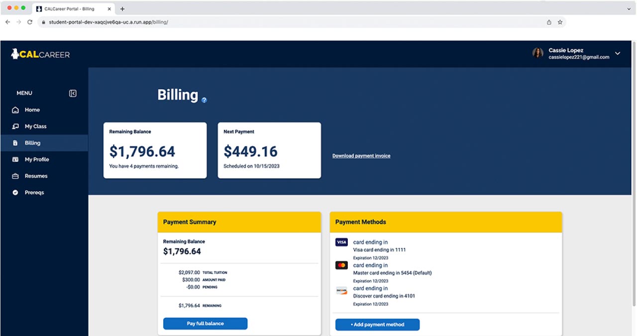 Billing Page